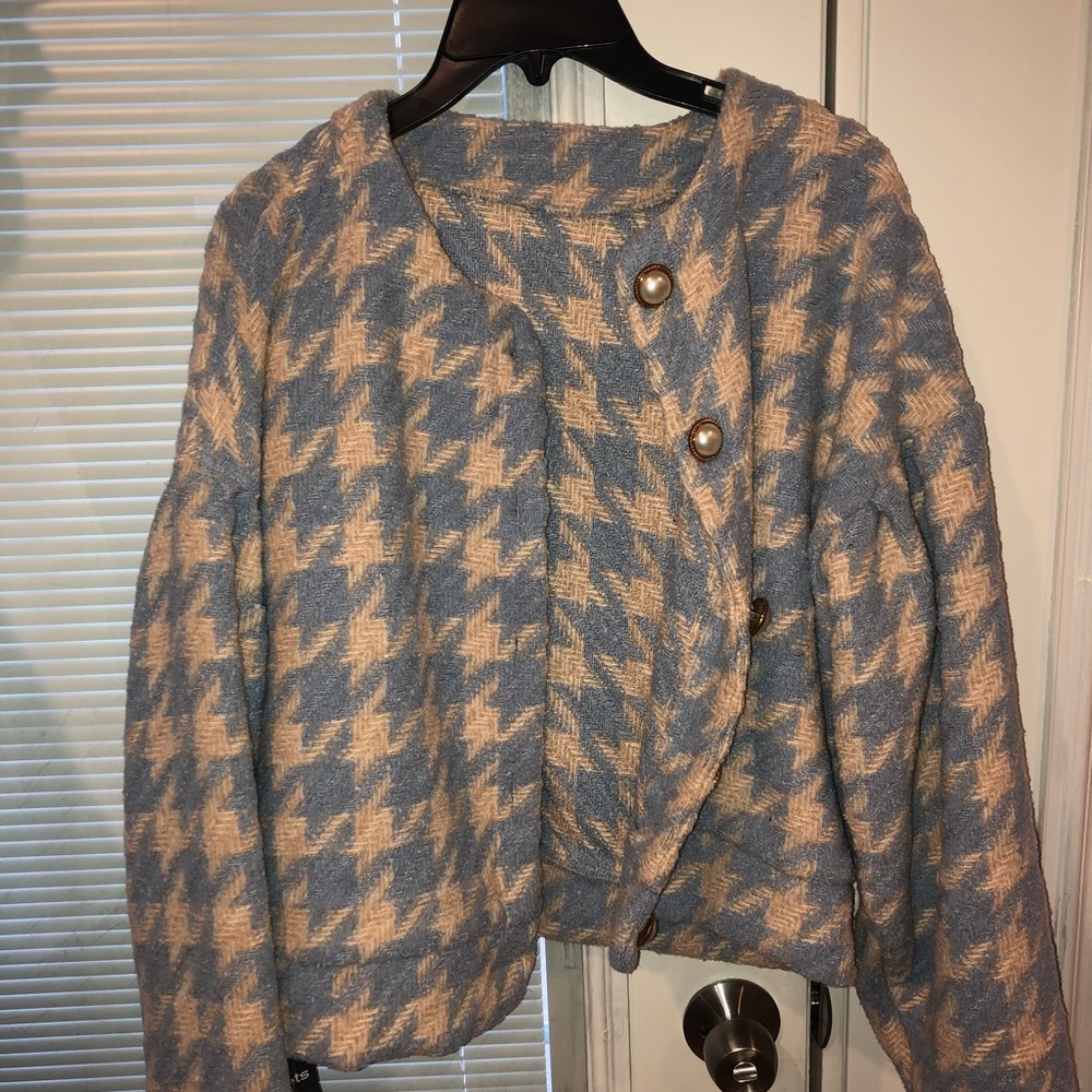 Blue and beige Lori tweed set